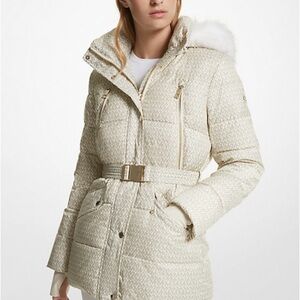Michael Kors Off-White Belted Puffer Jacket